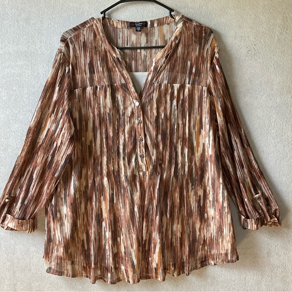 Cocomo Brown Patterned Women's Top. Size 2X